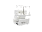 Máquina de costura overlock branca com suporte para fios