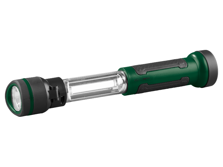 Lanterna e luz de trabalho LED 2 em 1 verde e preta