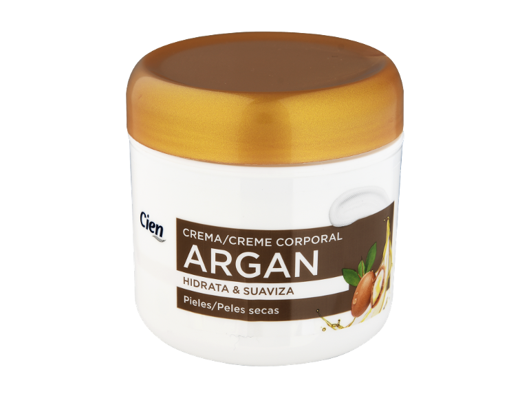 Creme corporal de argão para peles secas, hidrata e suaviza.