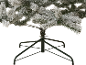 Árvore de Natal artificial nevada com base verde.