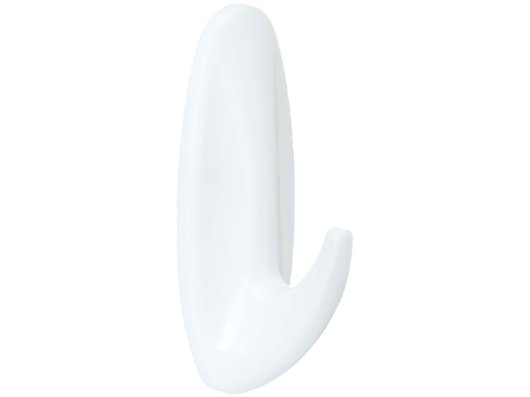 Gancho de parede branco para pendurar roupas ou outros itens.