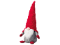 Gnomo decorativo de Natal com chapéu vermelho, barba branca e corpo cinzento.