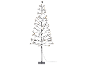 Árvore de Natal iluminada com luzes LED brancas quentes, sobre um fundo preto.