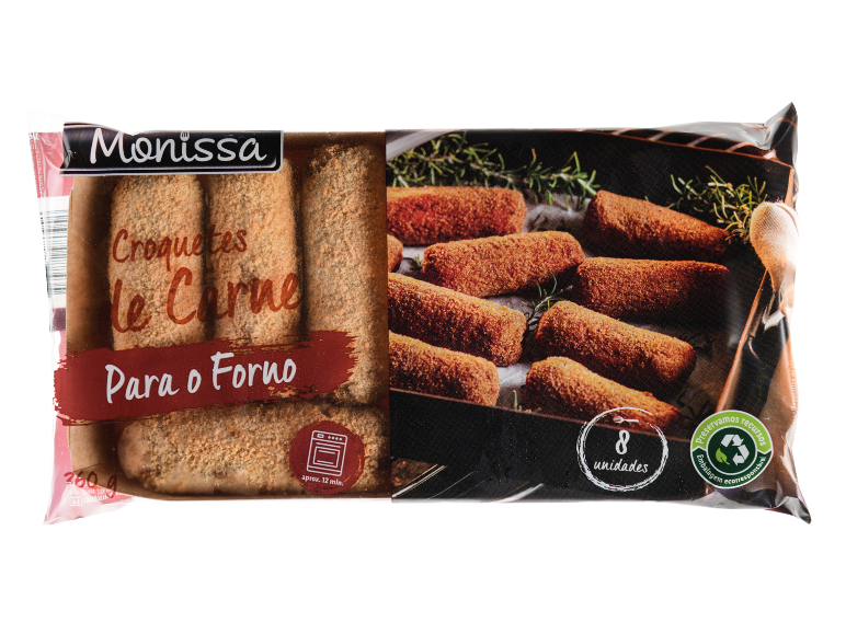 Croquetes de carne Monissa para o forno, 8 unidades, aprox. 12 min de cozedura.
