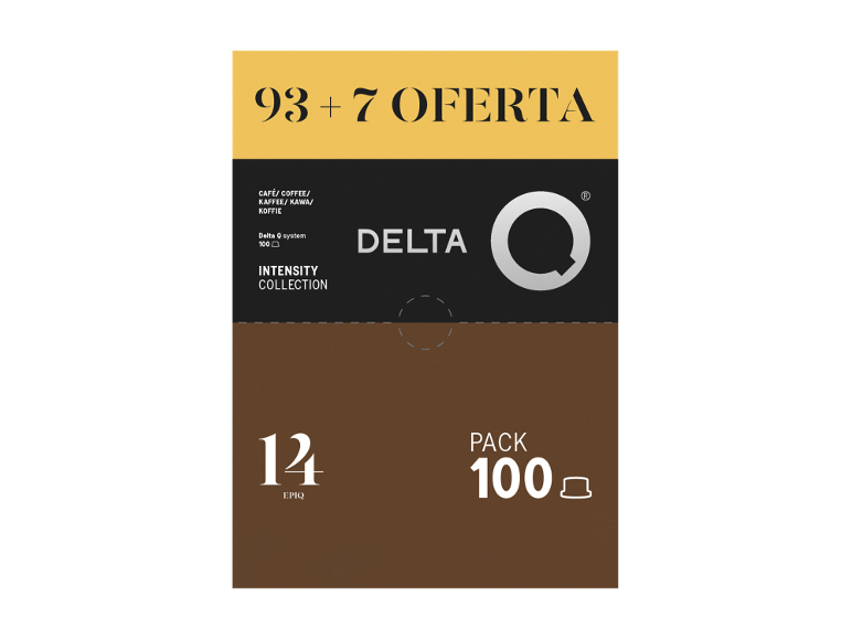 Pacote de 100 cápsulas de café, oferta 93+7, intensidade 14, para sistema Q.