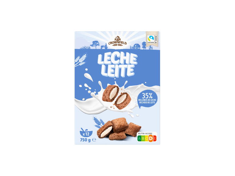 Cereais de cacau recheados com leite e salpicos de leite, 750g, Nutri-Score B.