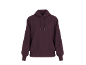 Hoodie bordô com um pequeno coração vermelho bordado no peito.