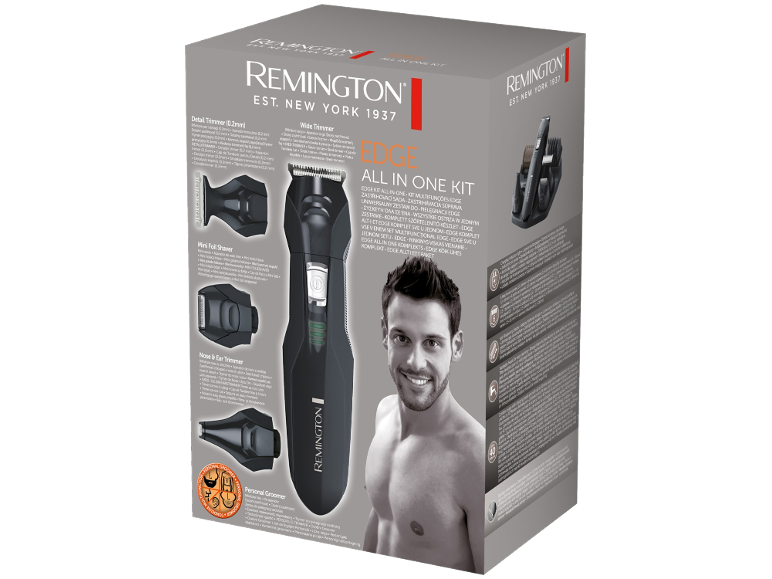 Aparador masculino com acessórios para detalhes, corte largo, mini lâmina e nariz/orelhas.