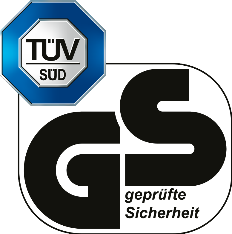 Marca de certificação TÜV SÜD e GS: geprüfte Sicherheit