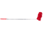 Espanador vermelho de microfibra com cabo extensível prateado.
