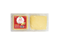 Embalagem de 800g de queijo flamengo fatiado, formato familiar, fonte de cálcio e proteína.