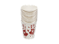 Copos de papel brancos com padrão de mãos ensanguentadas para o Halloween.