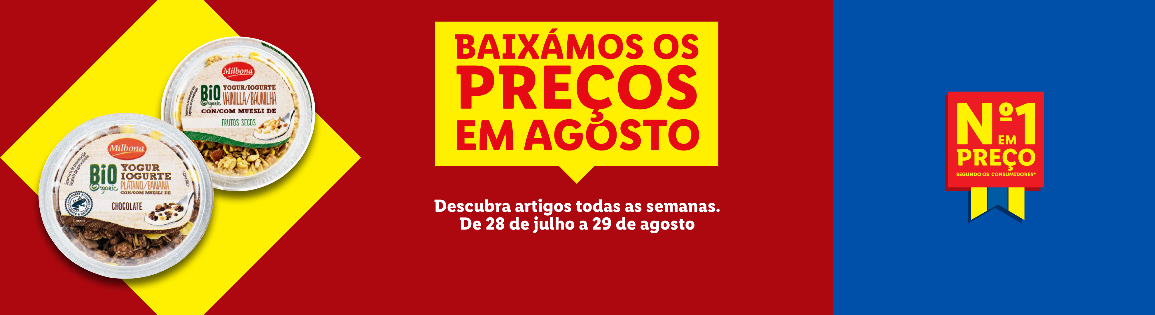 Promoção Milbona: Iogurtes com muesli a preços baixos em agosto.