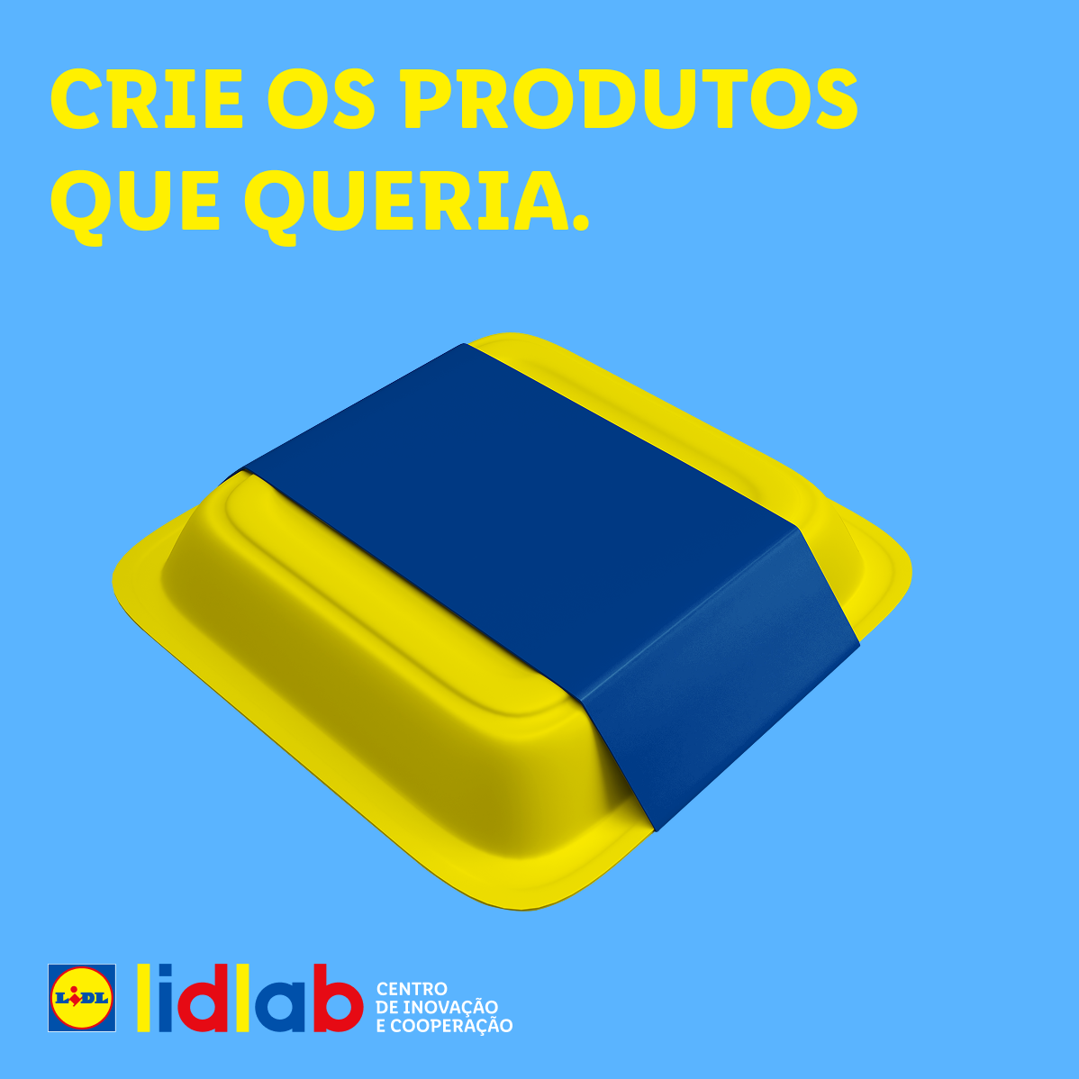 Embalagem Lidl, amarela e azul.
