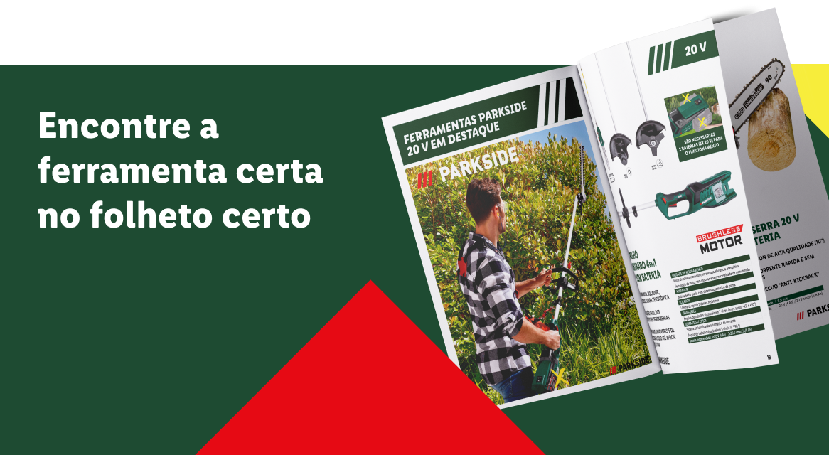 Ferramentas Parkside 20V: aparador de sebes, serra elétrica etc. no novo catálogo.