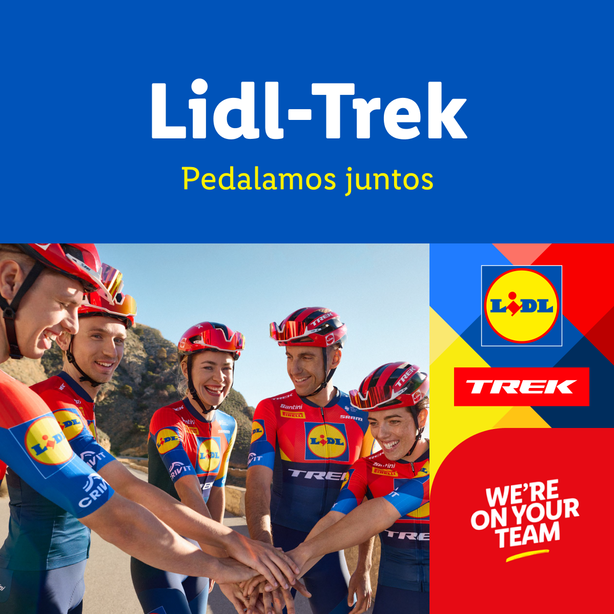 Equipa de ciclismo Lidl-Trek: Ciclistas com equipamento Lidl-Trek.
