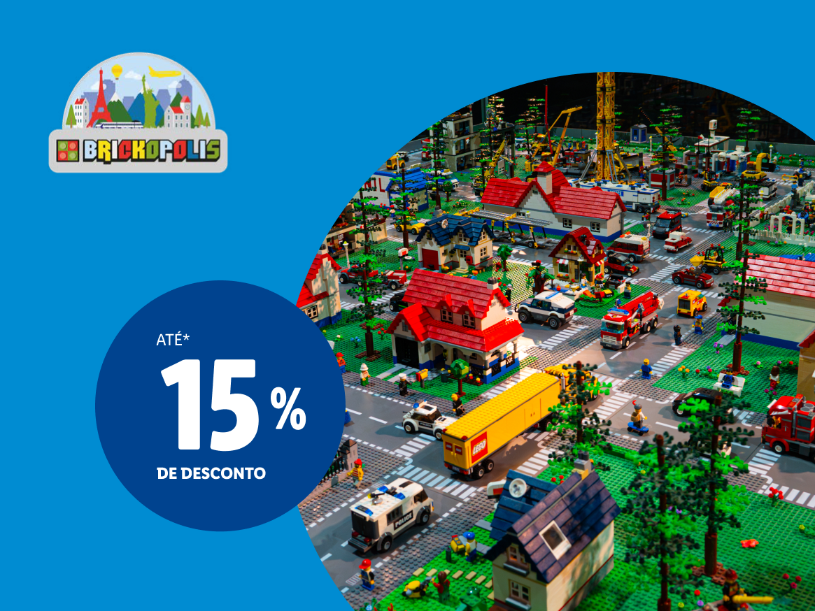 Maquete de cidade LEGO com 15% de desconto na Brickopolis.