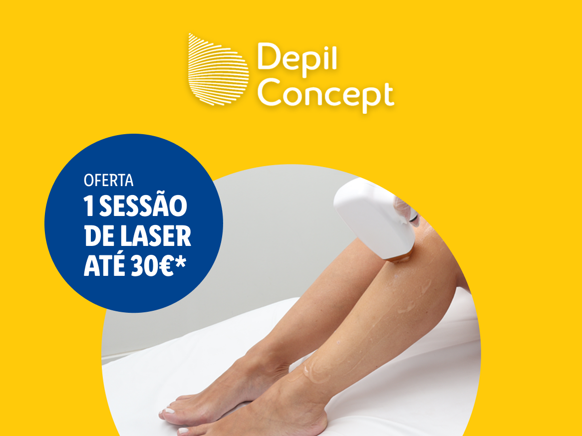 Anúncio da Depil Concept com oferta de 1 sessão de laser até 30€.