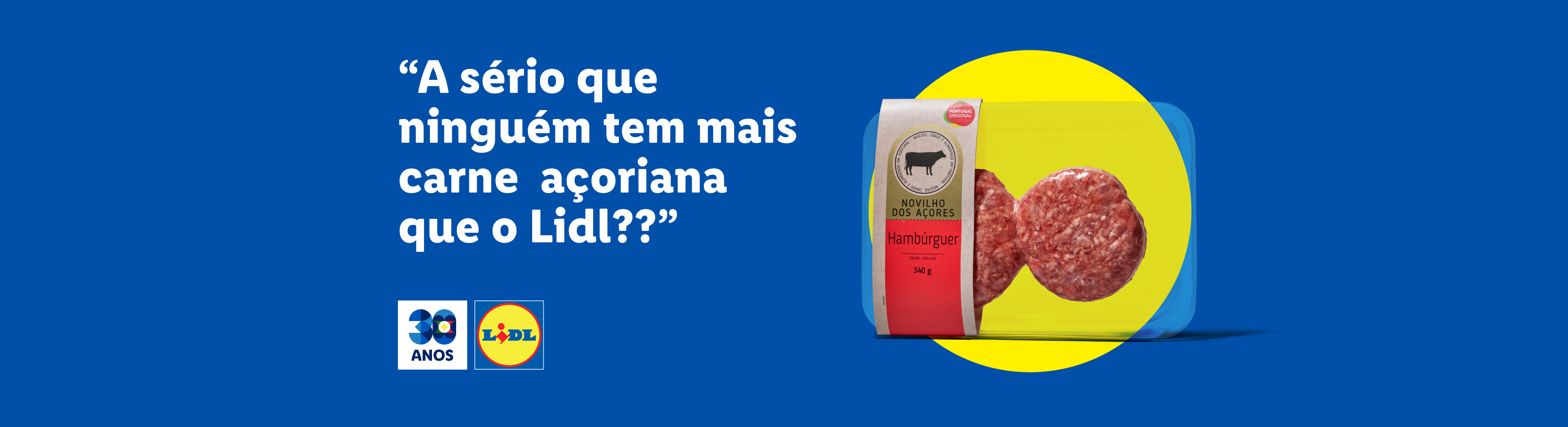 Embalagem de hambúrgueres de carne açoriana da marca Lidl.