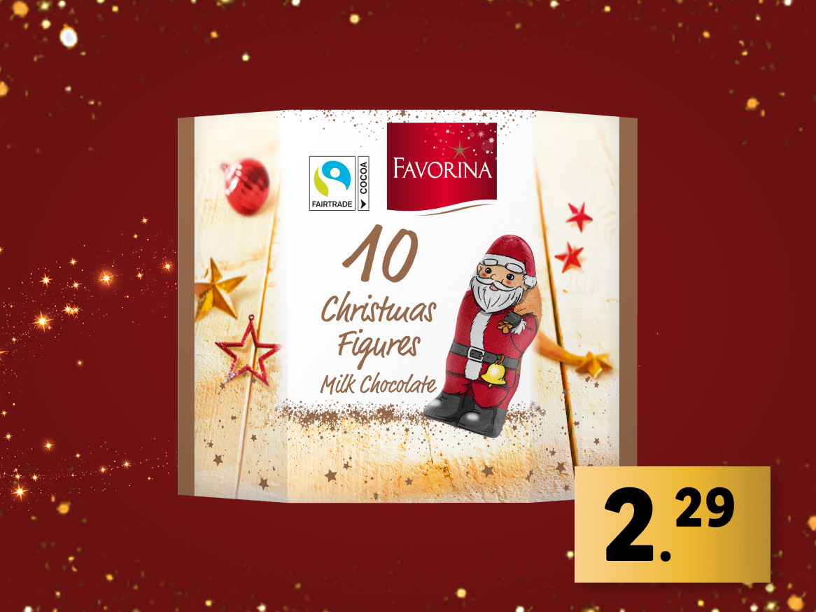 Figuras de Natal Favorina de chocolate ao leite: 10 unid.