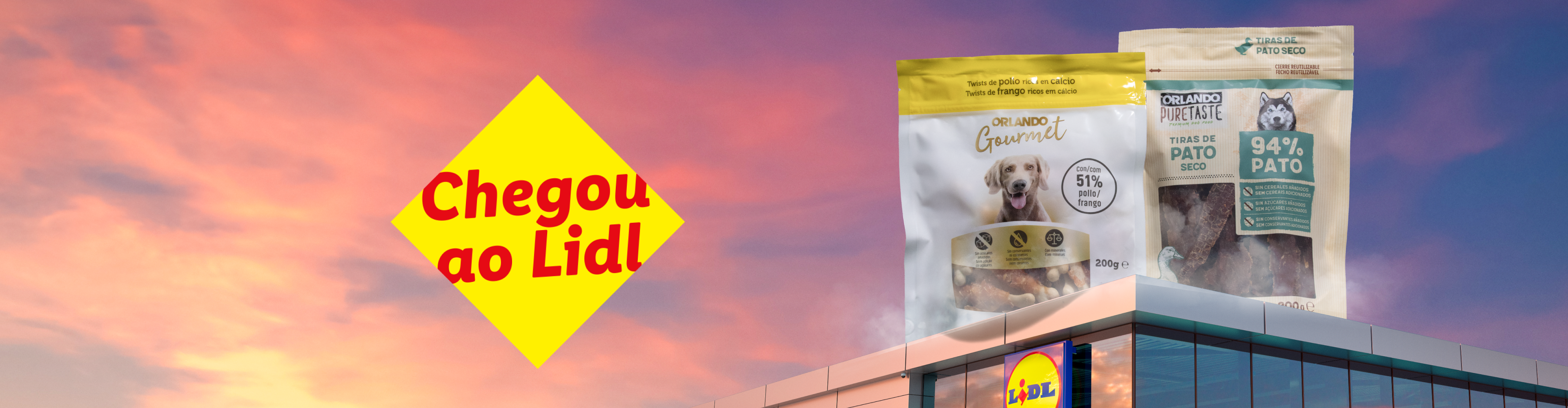 Novos petiscos Orlando Gourmet e PureTaste para cães chegaram ao Lidl.