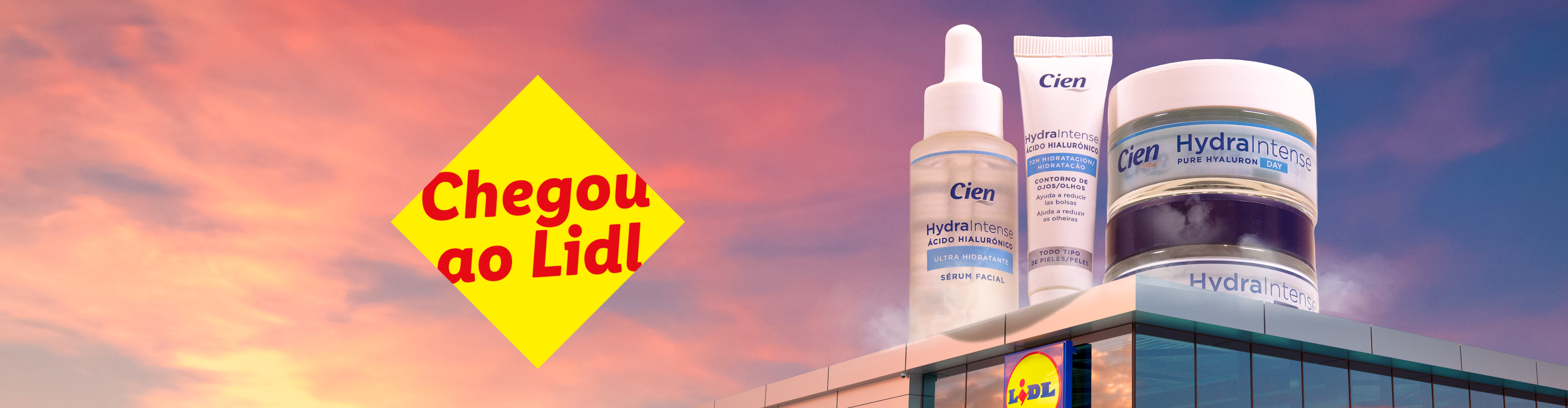 Produtos Cien HydraIntense (sérum, creme contorno de olhos e creme de dia) chegaram ao Lidl.