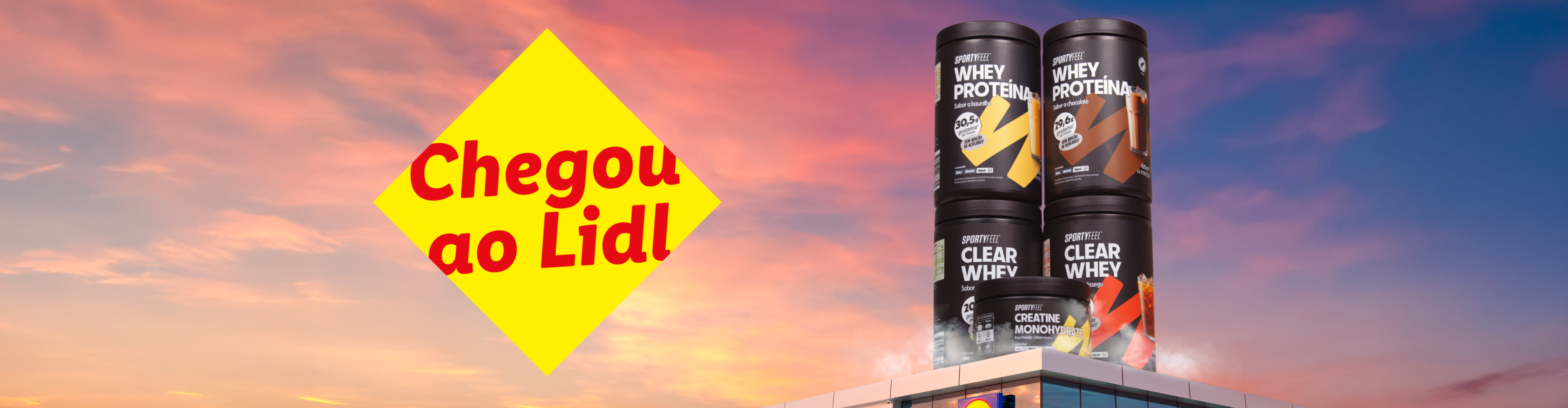 Suplementos Sportyfeel, incluindo Whey Protein e Creatina, agora disponíveis no Lidl.