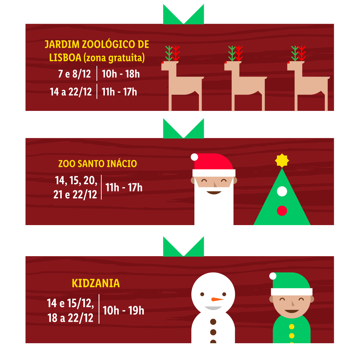 Tema Natal: Jardim Zoológico de Lisboa, Zoo Santo Inácio e KidZania.