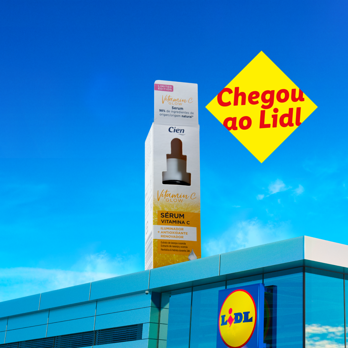 Sérum Cien Vitamina C Glow da Lidl, edição limitada.