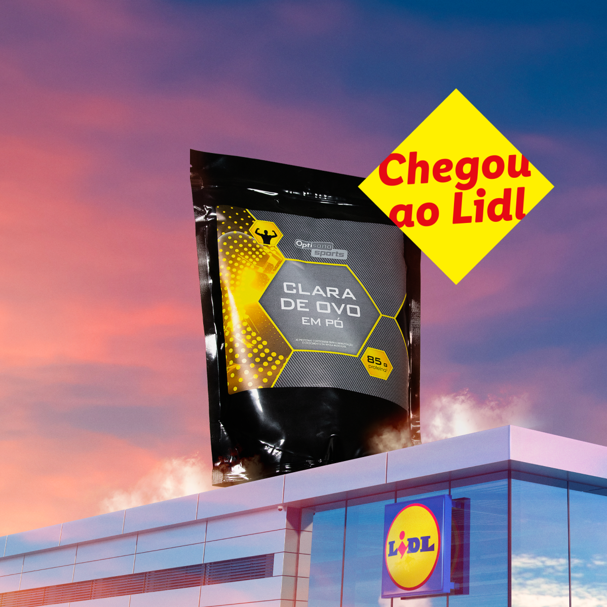 Clara de ovo em pó Optiional Sports chegou ao Lidl.