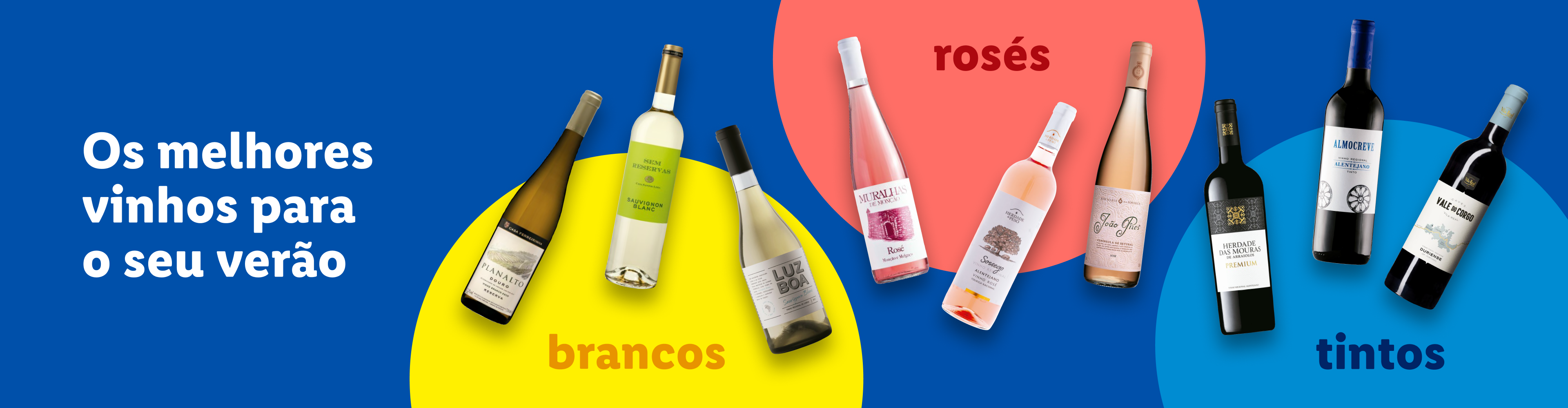 Vinhos portugueses para o verão: rosés, tintos e brancos, incluindo marcas como Muralhas de Monção e João Pires.