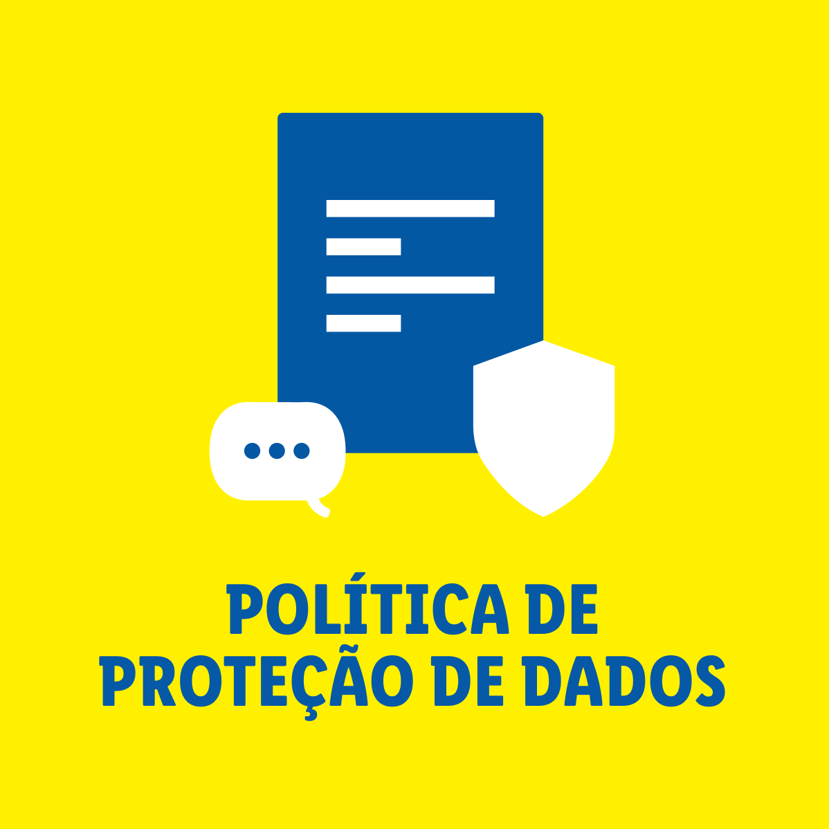 Política de proteção de dados: documento, escudo e bate-papo.