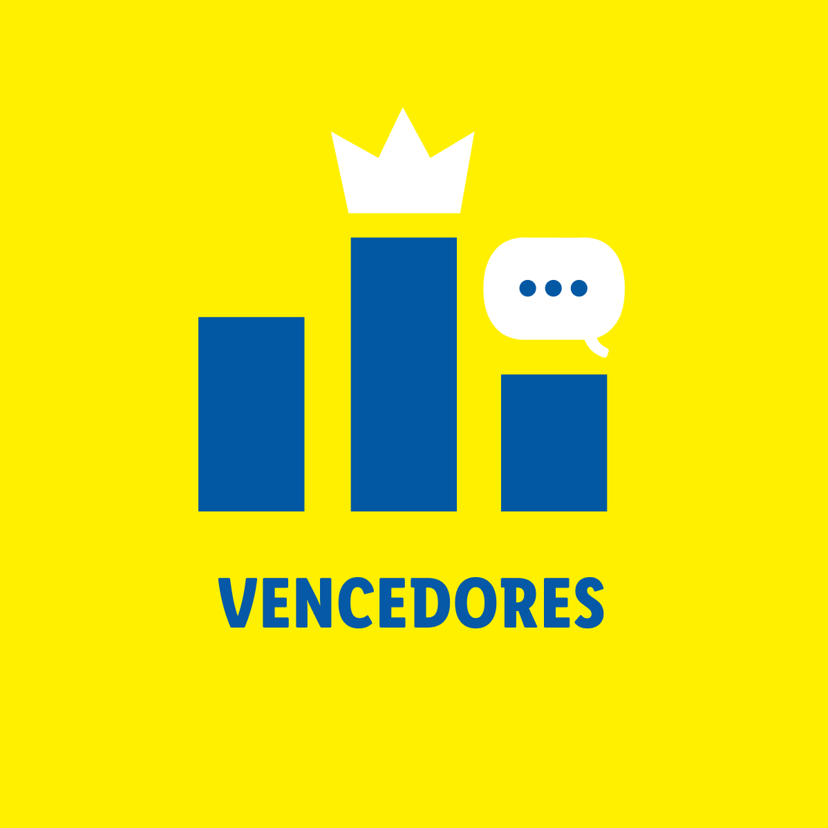 Vencedores: gráfico, coroa, balão de diálogo.