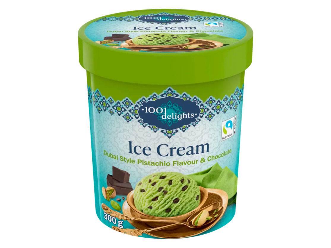 Gelado de pistácio e chocolate estilo Dubai, 300g.