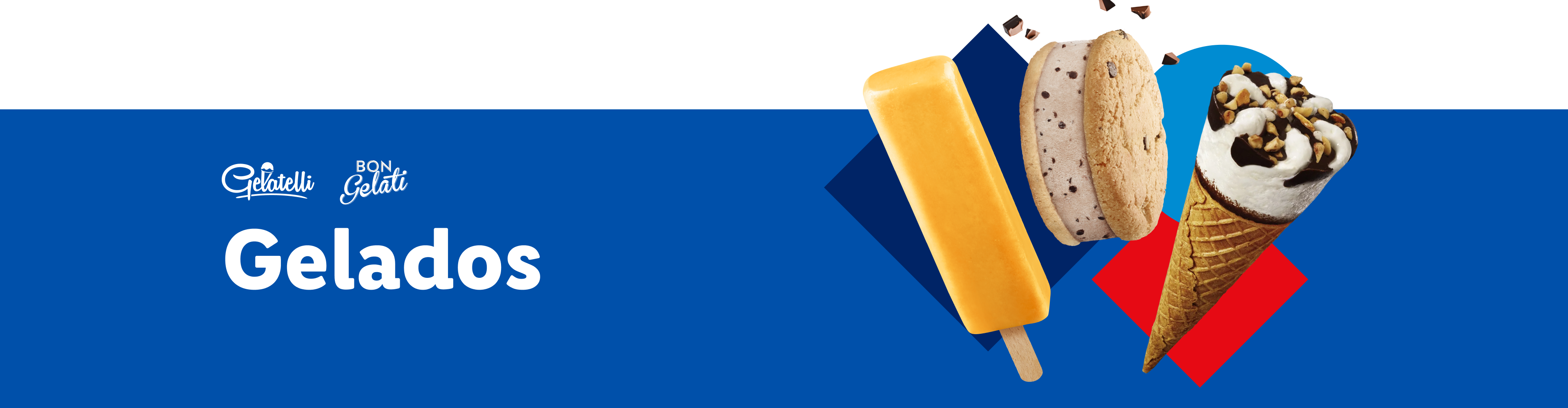 Gelados Bon Gelati: sorvete em casquinha, biscoito gelado e picolé.