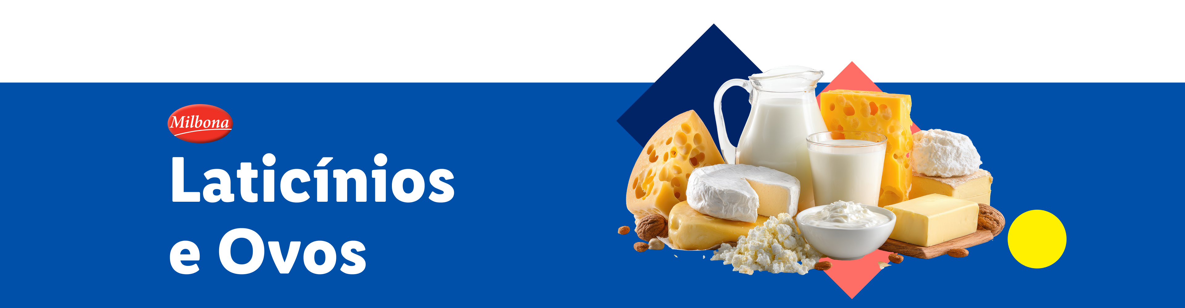 Laticínios e ovos Milbona: leite, queijos, iogurte e manteiga.