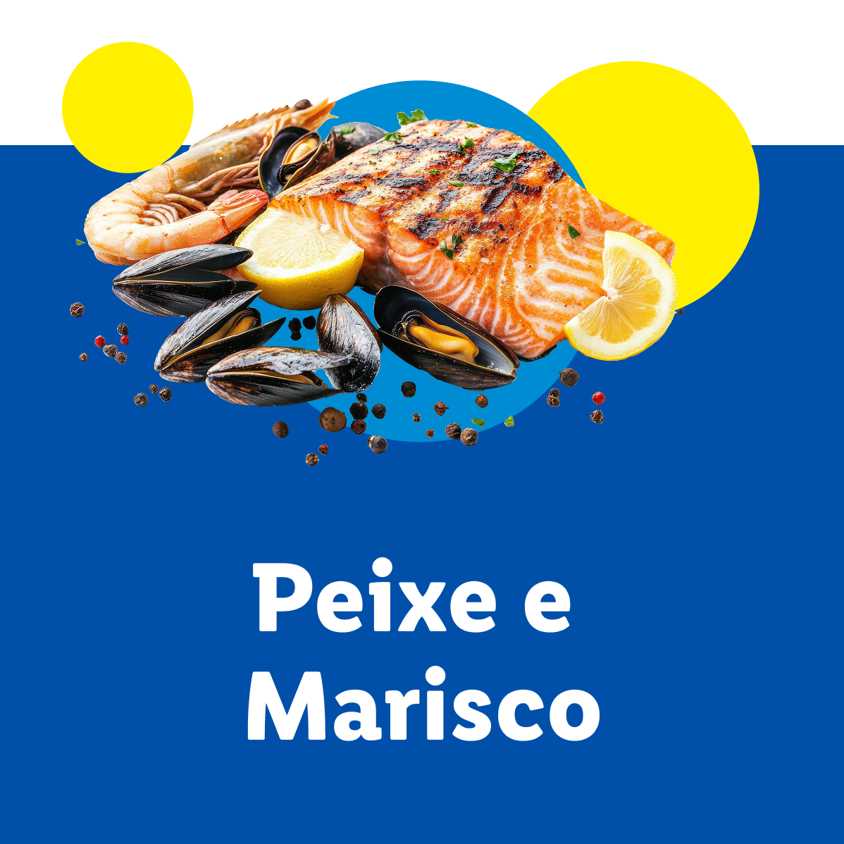 Peixe e marisco grelhados com limão e ervas.