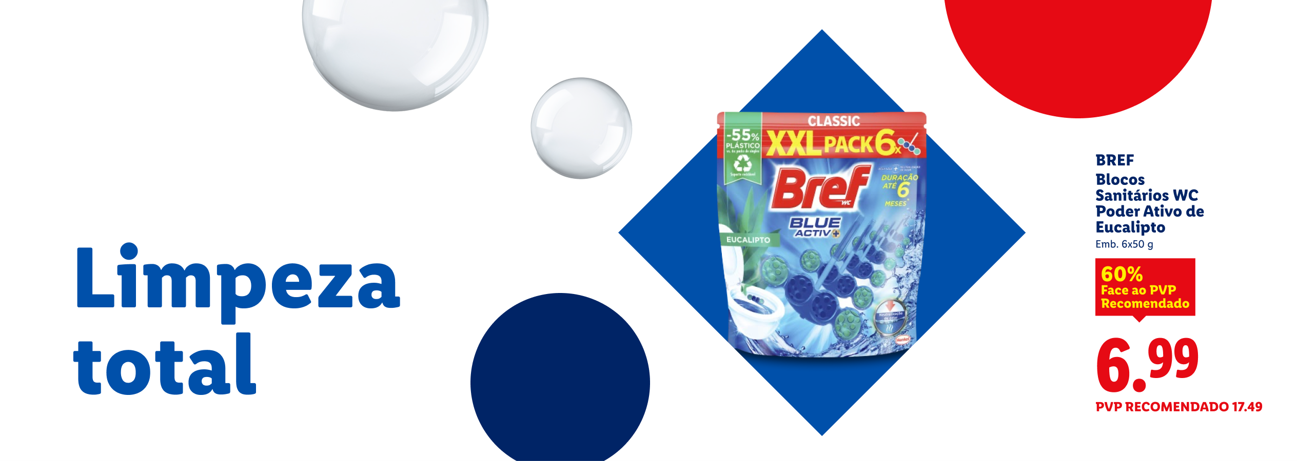 Embalagem de blocos sanitários de eucalipto com 6 unidades, com 60% de desconto.
