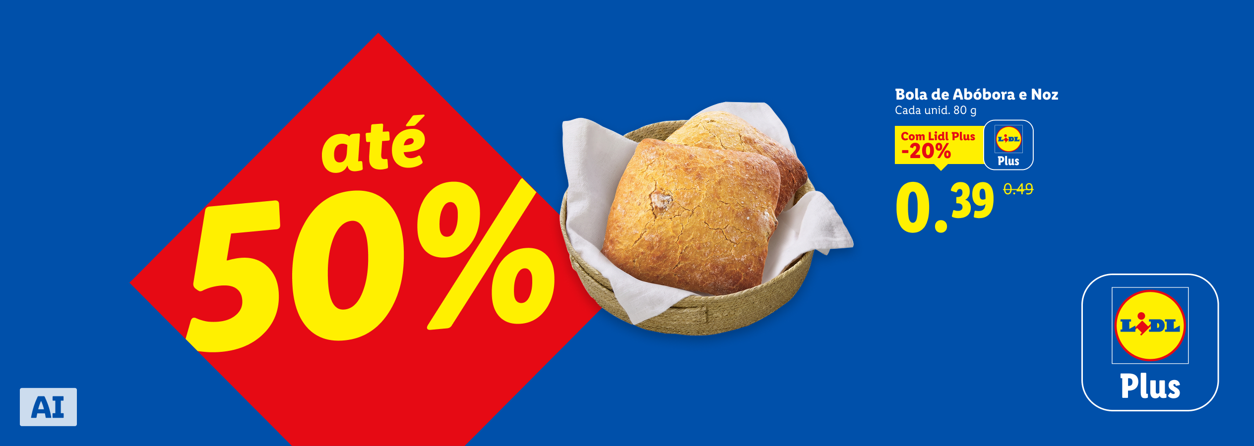 Pão de abóbora e noz com desconto de 20% para membros, e até 50% de desconto noutros produtos.