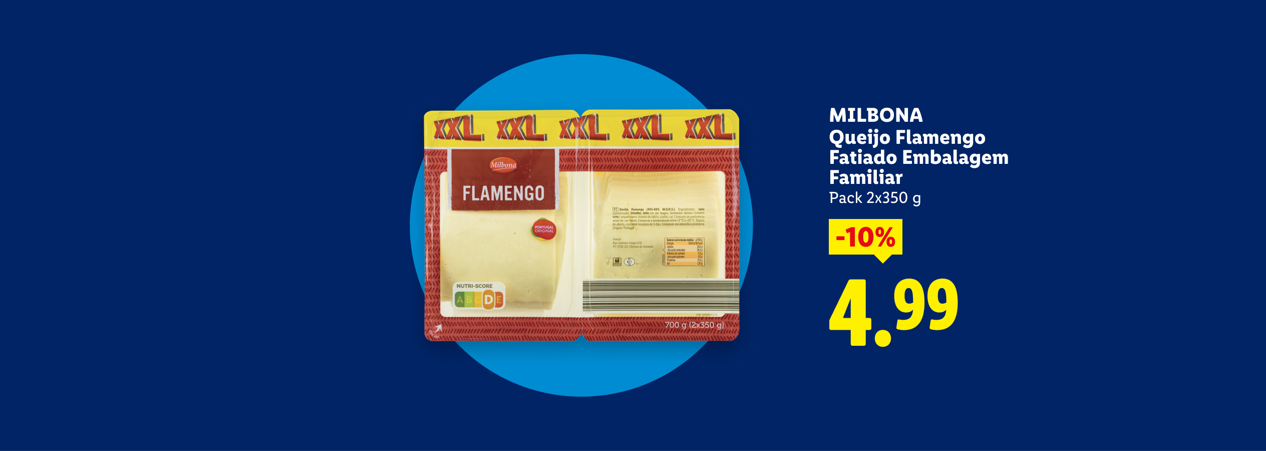 Queijo fatiado familiar em embalagem XXL com 10% de desconto, agora 4,99€.