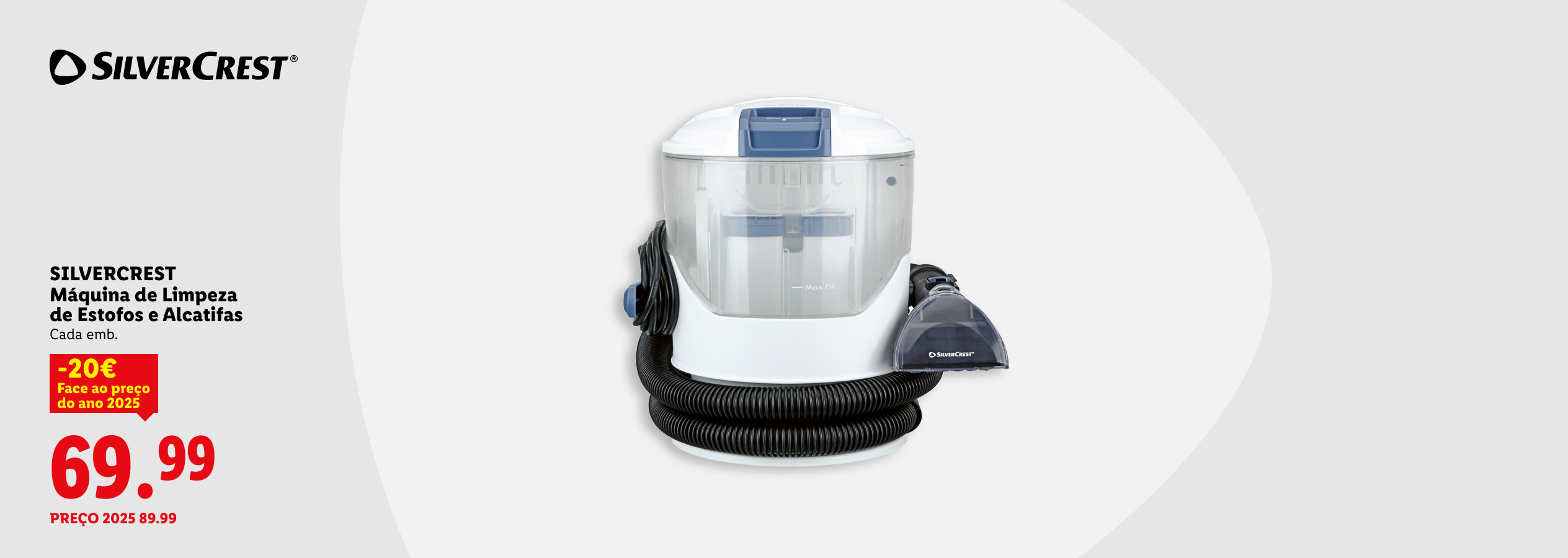 Máquina de limpeza de estofos e alcatifas com desconto de 20€, agora por 69,99€.