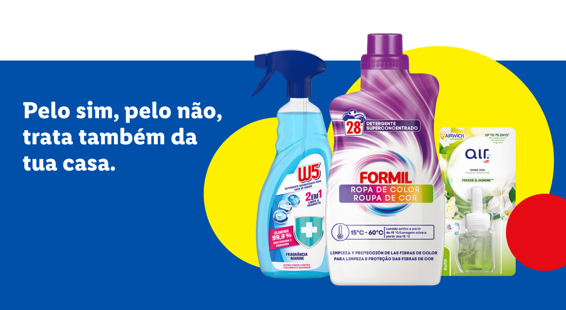 Produtos de limpeza doméstica, incluindo detergente superconcentrado Formil e spray de limpeza W5.