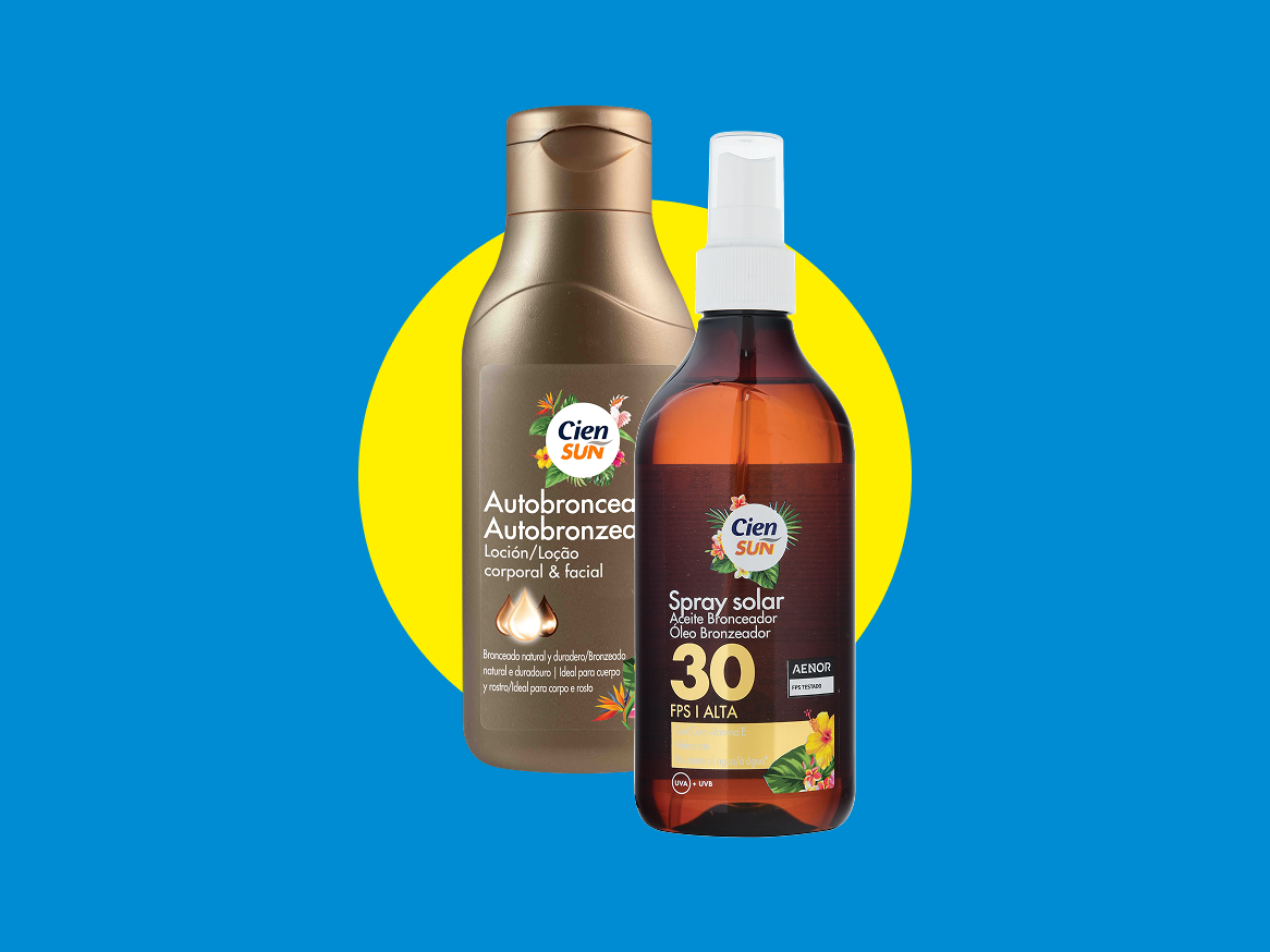 Loção autobronzeadora e spray solar com FPS 30.
