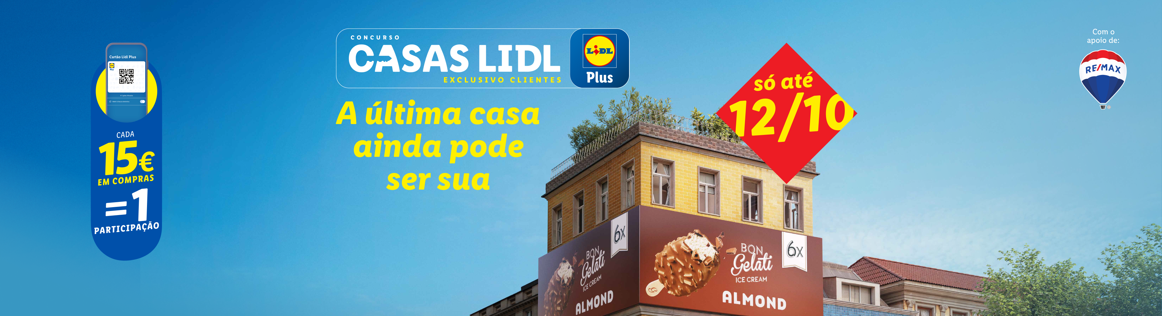 Anúncio do concurso Casas Lidl com a oferta de uma casa e gelados Bon Gelati.