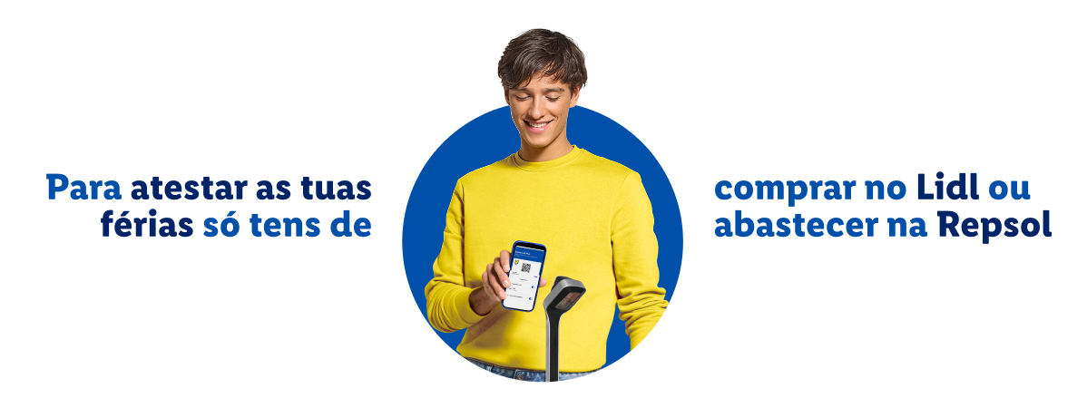 Homem sorridente a usar uma aplicação de telemóvel para comprar ou abastecer.
