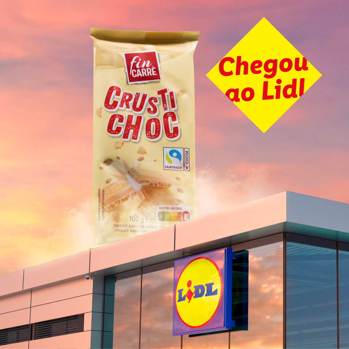 Chocolate branco crocante com cereais, agora disponível no Lidl.
