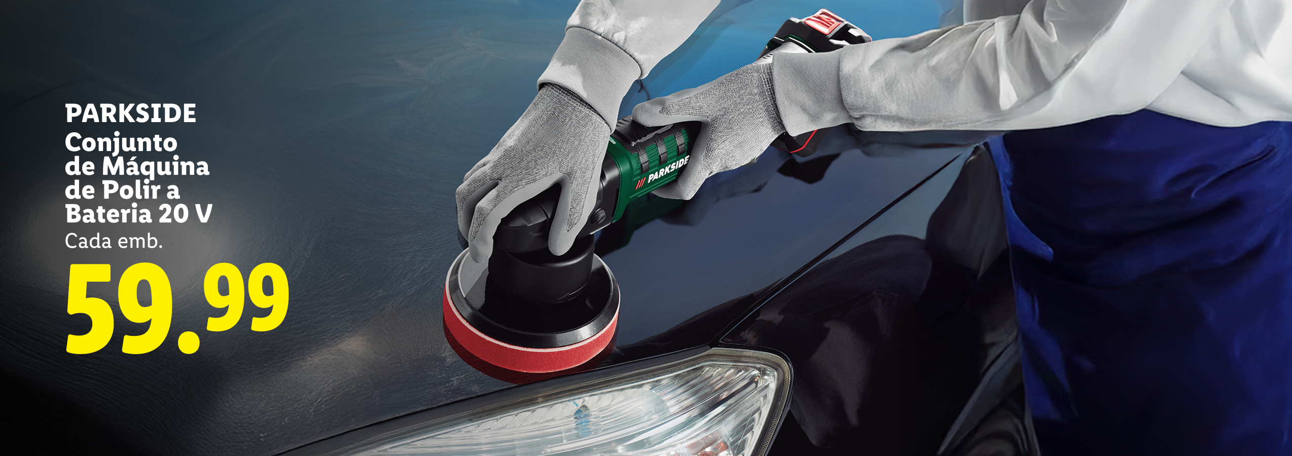 Máquina de polir a bateria 20 V, cada embalagem por 59,99.
