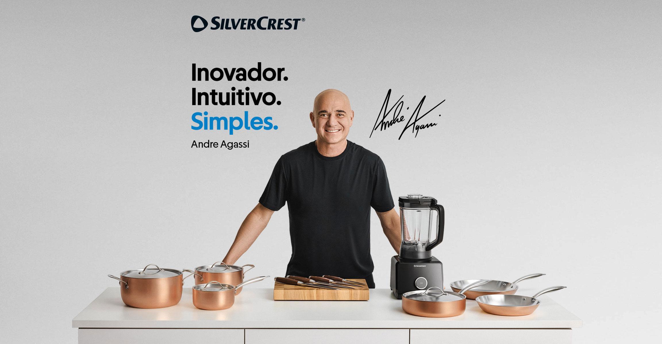 Utensílios de cozinha e eletrodomésticos apresentados por Andre Agassi.
