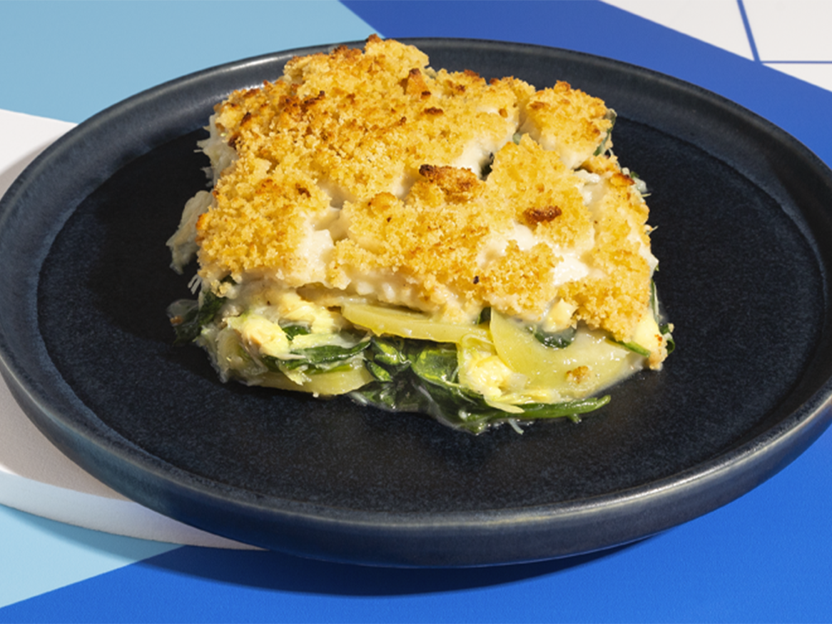 Bacalhau Gratinado com Espinafres