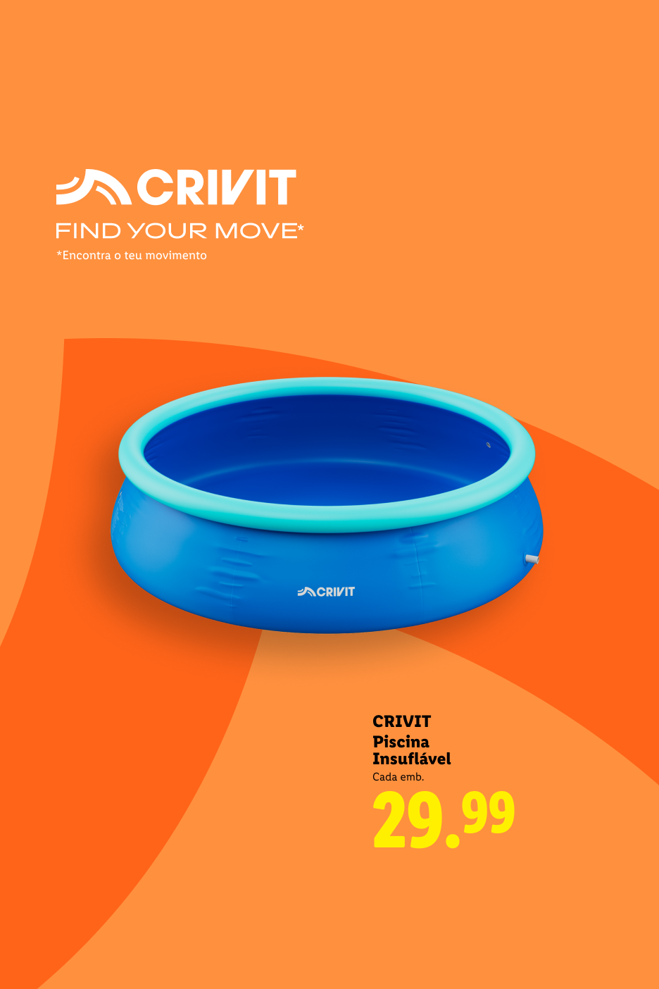 Piscina insuflável azul com rebordo turquesa, preço 29,99.